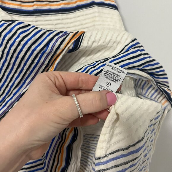 Tanya Taylor Blue & White Stripe Flowy Tank Blouse Size 0 - Picture 6 of 7